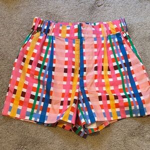 CROSBY by Mollie Burch Colorful Checkered High Waist Shorts- size small, NWT